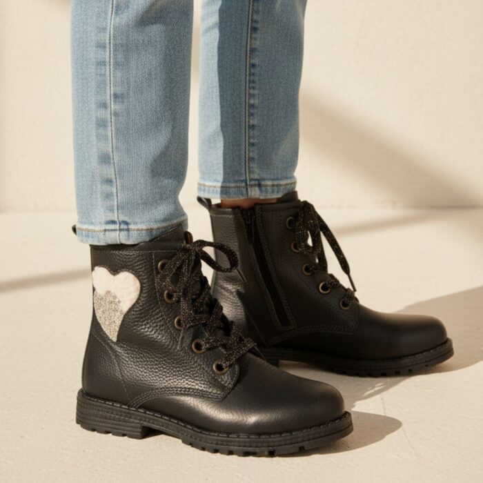 Muyters Veterboots zwart Leer