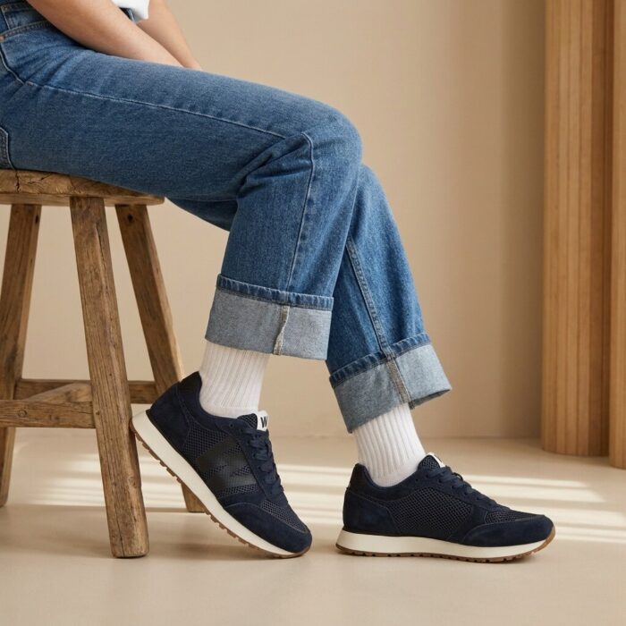 Woden Ronja Icon Sneakers blauw Suede