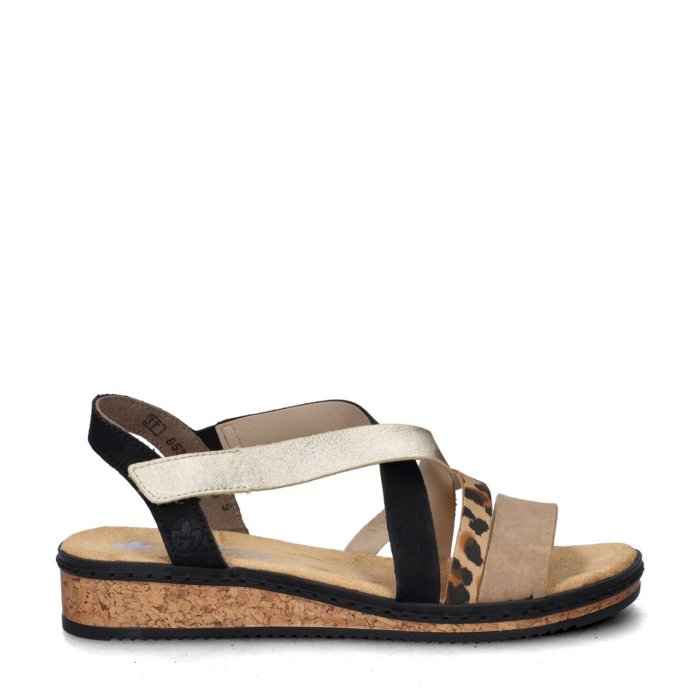 Rieker Sandalen zwart Synthetisch – Beige