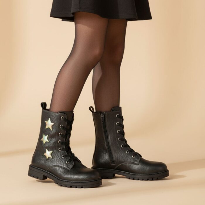 Muyters Veterboots zwart Leer