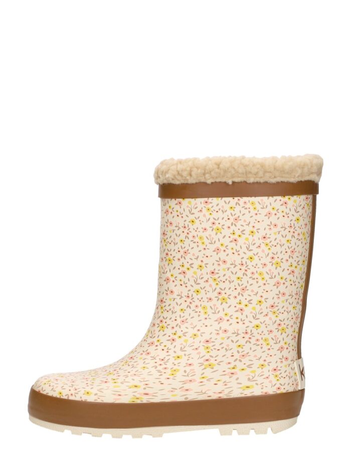 Keq Rainboot Fur Flower Print – Beige