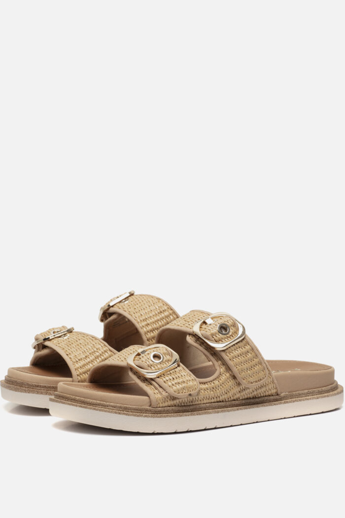 tamaris Raffia Slippers beige Textiel