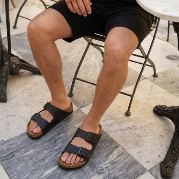 Birkenstock Arizona Slippers zwart Imitatieleer