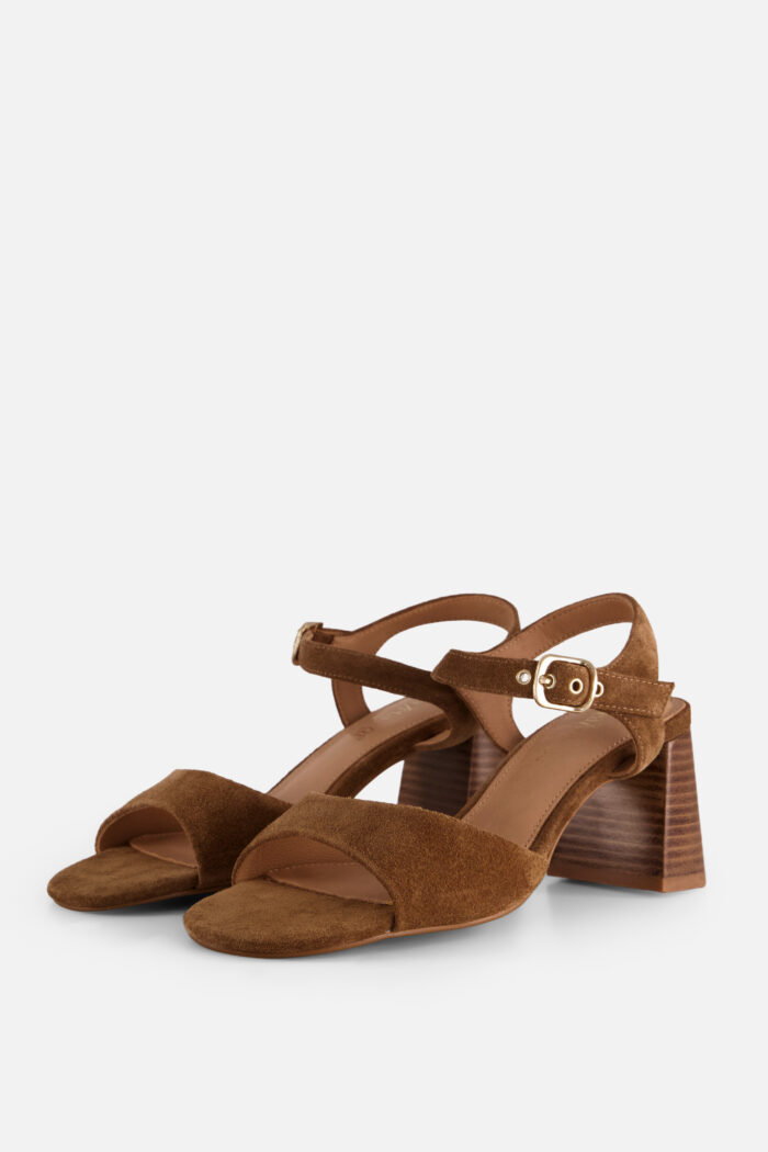Linea Zeta Linea Zeta sandalen met hak cognac Suède – Bruin