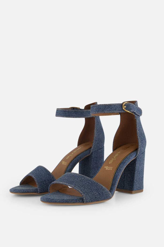 tamaris Denim Sandalen met hak blauw Textiel