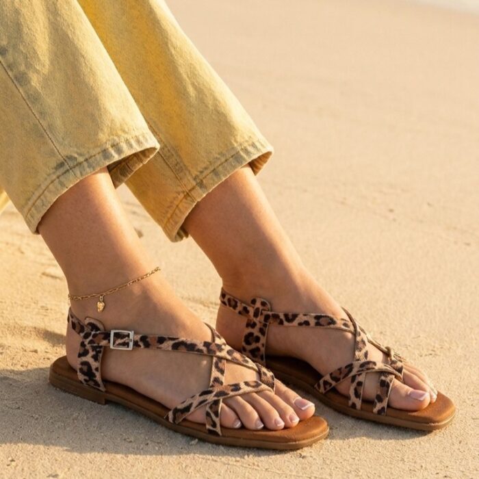 Oh My Sandals Oh My Sandals Leopard Sandalen beige Leer