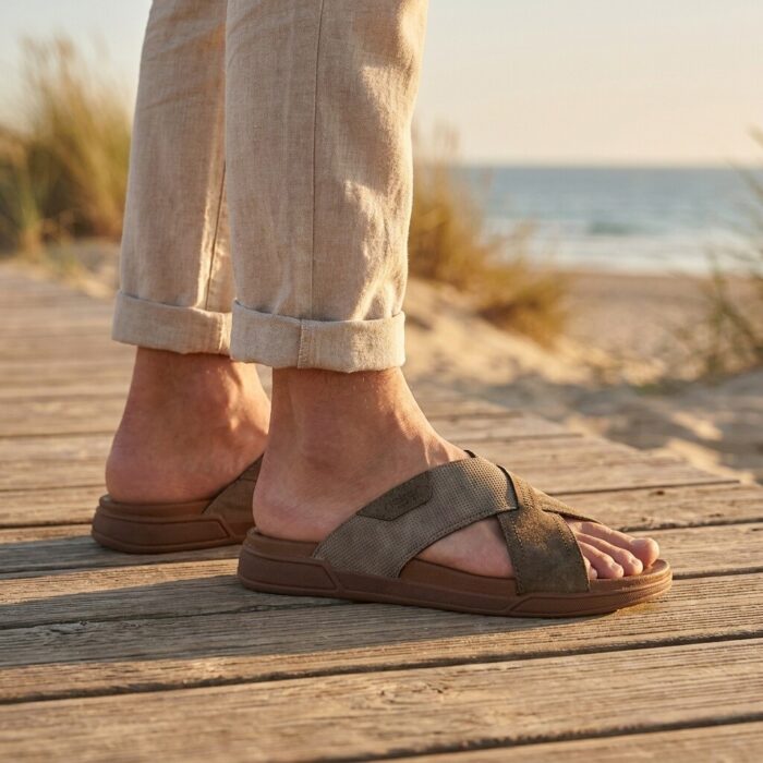Rieker Slippers bruin Synthetisch