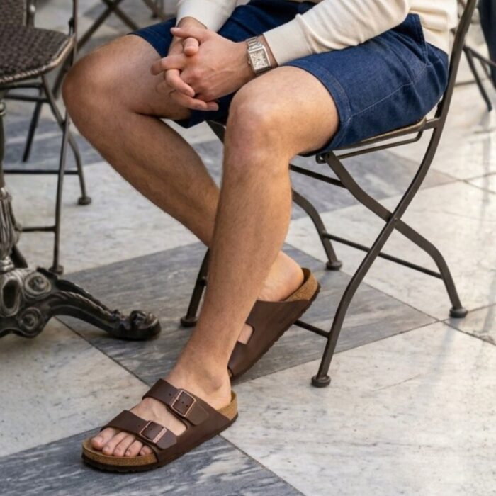 Birkenstock Arizona Slippers bruin Imitatieleer