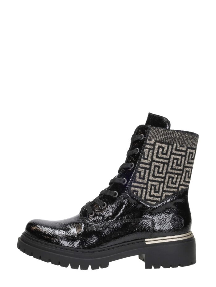Rieker Veterschoenen Hoog Zwartlak – Zwart lak