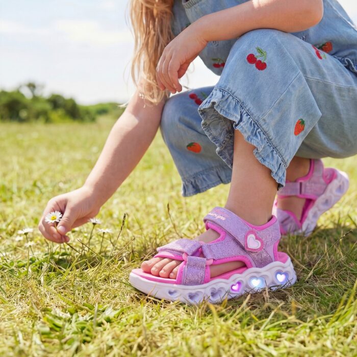 Skechers Heart Lights Sandalen roze Textiel