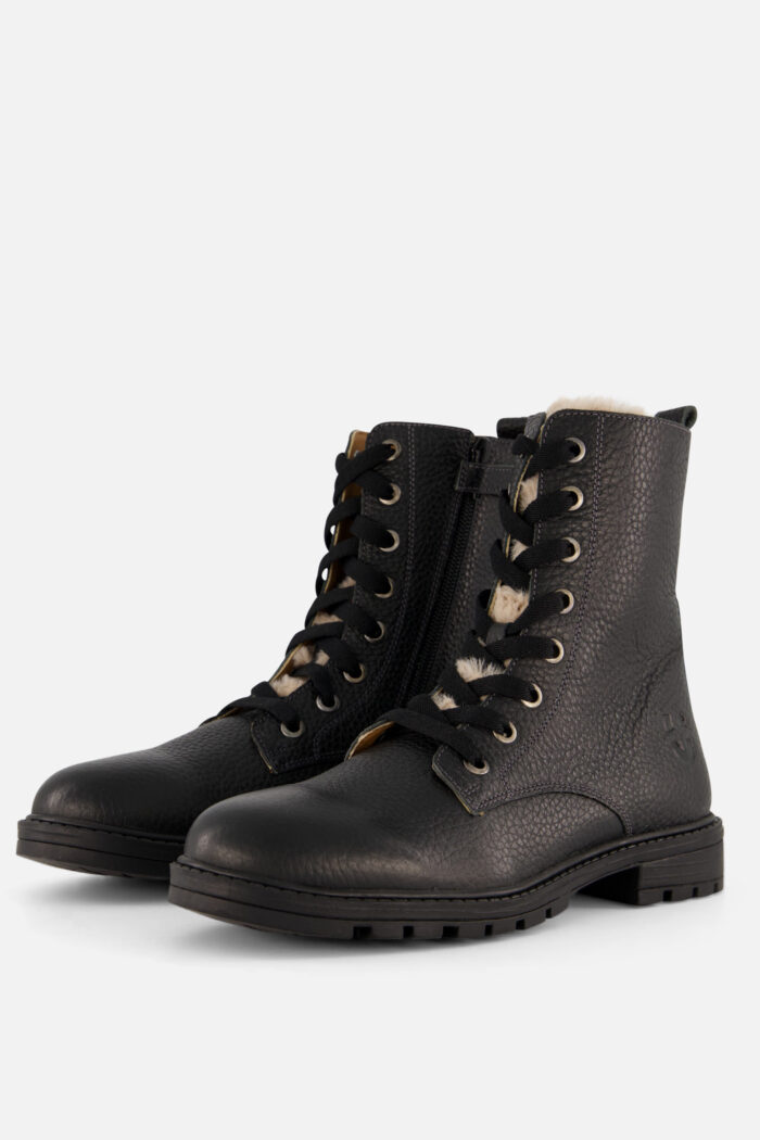 Muyters Veterboots Fur zwart Leer