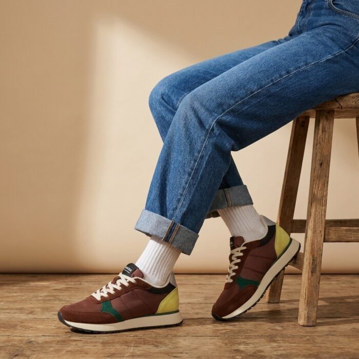 Woden Ronja Reflective Sneakers bruin Leer