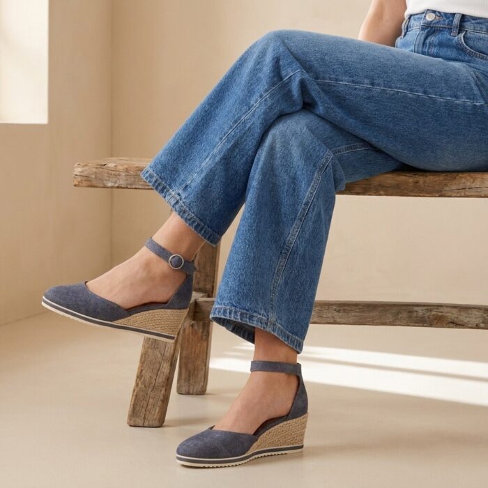 Tamaris Espadrilles Sleehak blauw Textiel