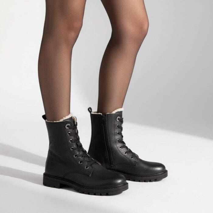 Muyters Veterboots zwart Leer