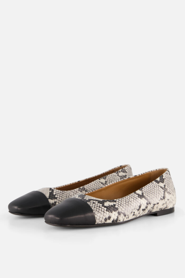 Linea Zeta Linea Zeta Snake Ballerina’s zwart Leer