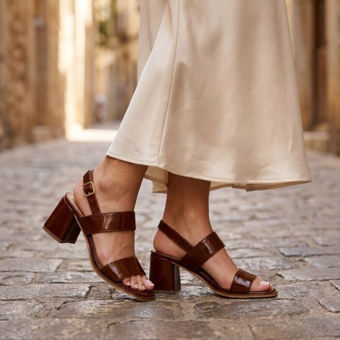 Linea Zeta Linea Zeta Sandalen Met Hak bruin Lak
