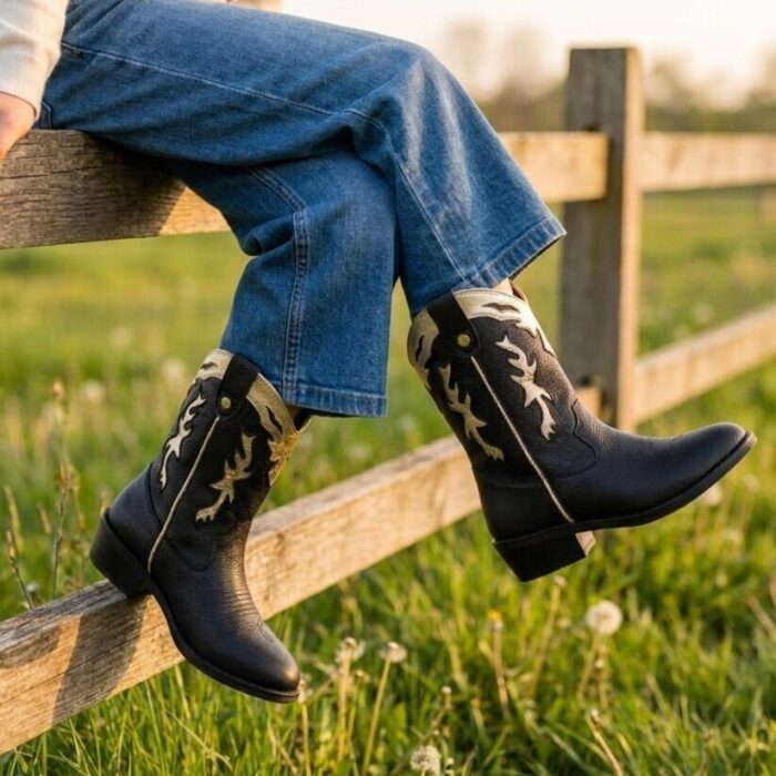 Muyters Cowboylaarzen zwart Leer