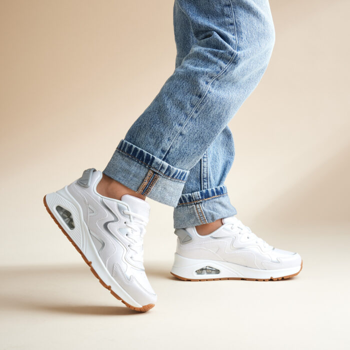 Skechers Uno Gen1 Wavy Shimmer Sneakers wit