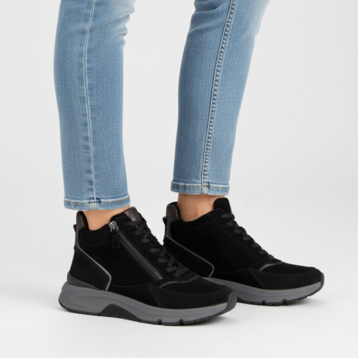 Gabor Rollingsoft Veterboots zwart Suede