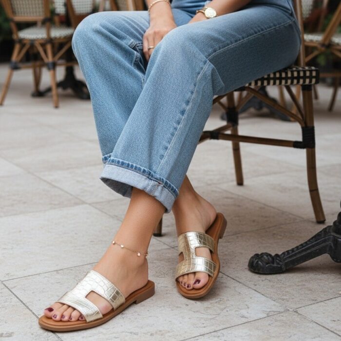 Oh My Sandals Oh My Sandals Slippers goud Leer