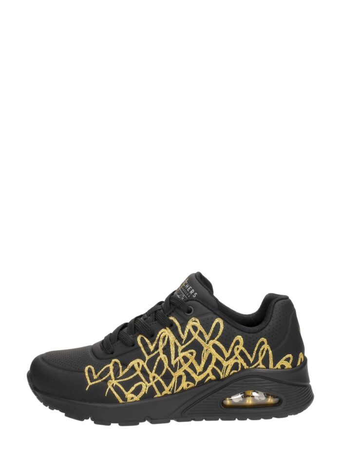 Skechers X JGoldcrown Uno Golden Heart Sneakers – Zwart