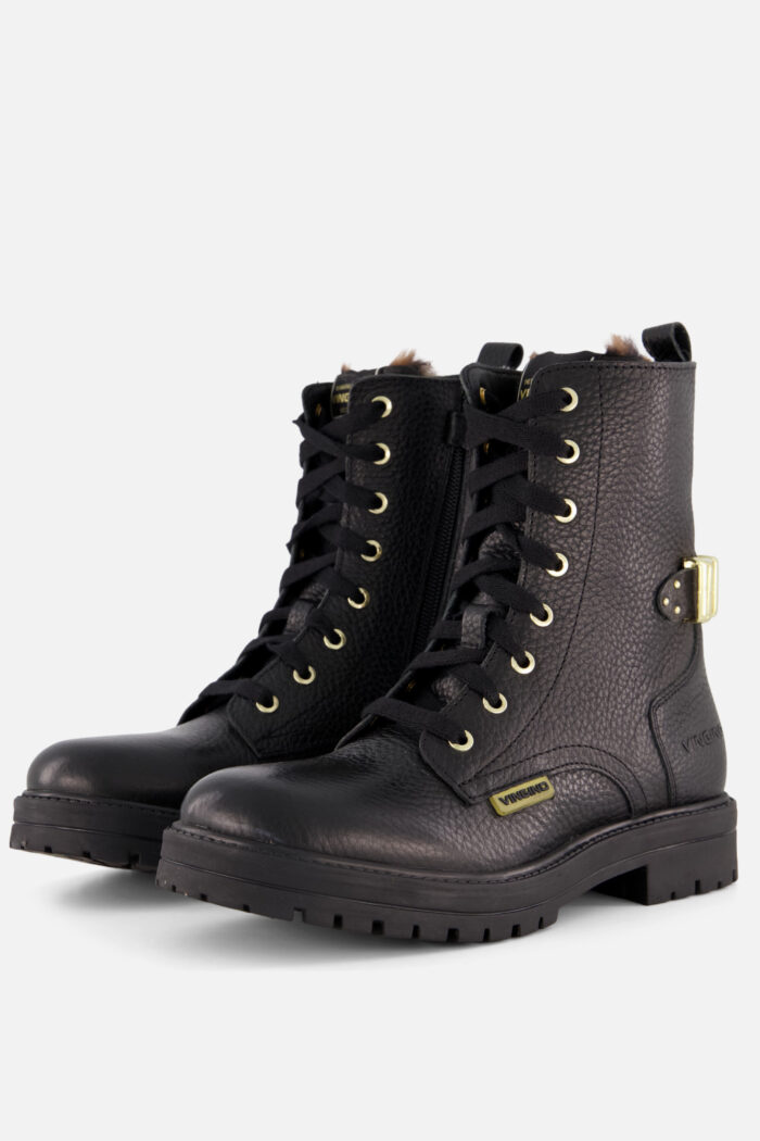 VINGINO Veterboots zwart Leer
