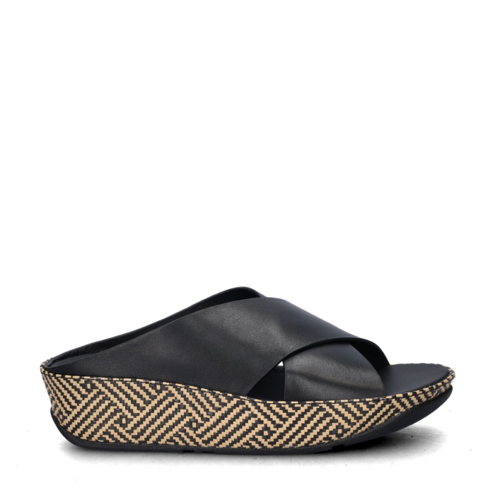 FitFlop Lulu Lux Graphic Wedge slippers – Zwart