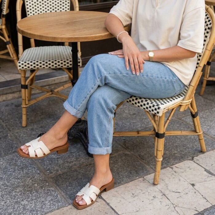 Oh My Sandals Oh My Sandals Slippers wit Leer