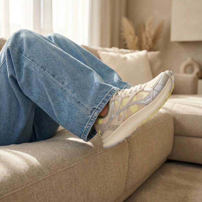 Woden Ronja Sneakers geel Mesh/ Leer – Grijs