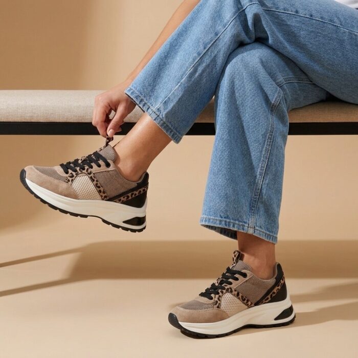 Cellini Leopard Sneakers beige Textiel