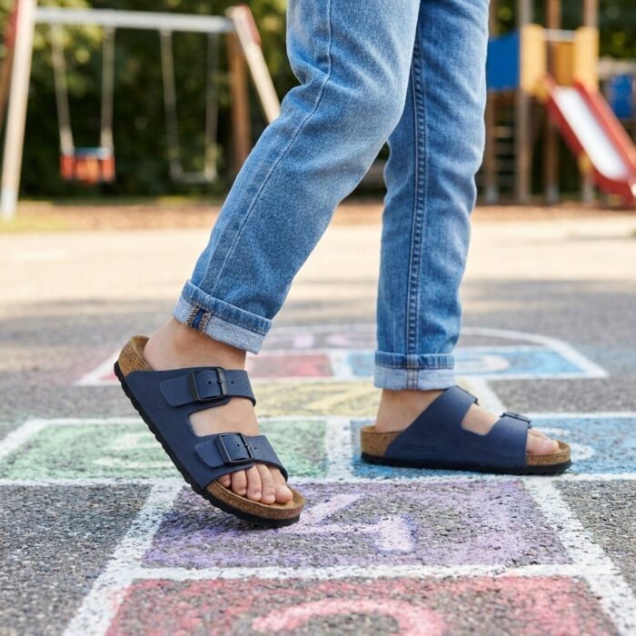 Birkenstock Arizona navy Birko-Flor Nubuck – Blauw