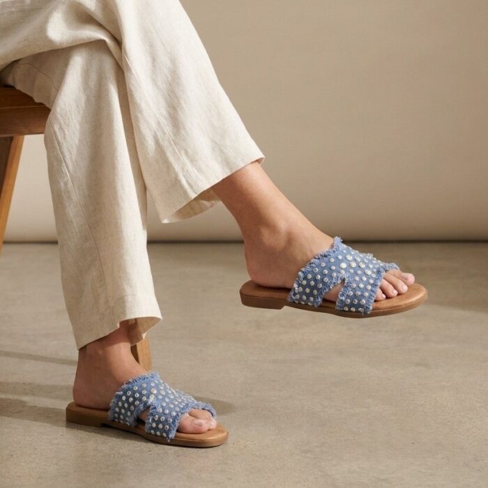 Ann Rocks Ann Rocks Denim Slippers blauw Synthetisch