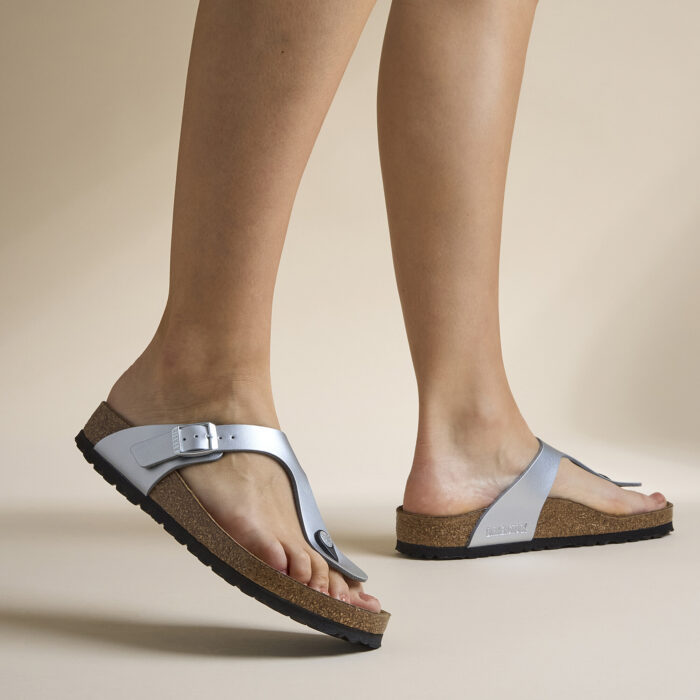 Birkenstock Gizeh silver Birko-Flor – Zilver