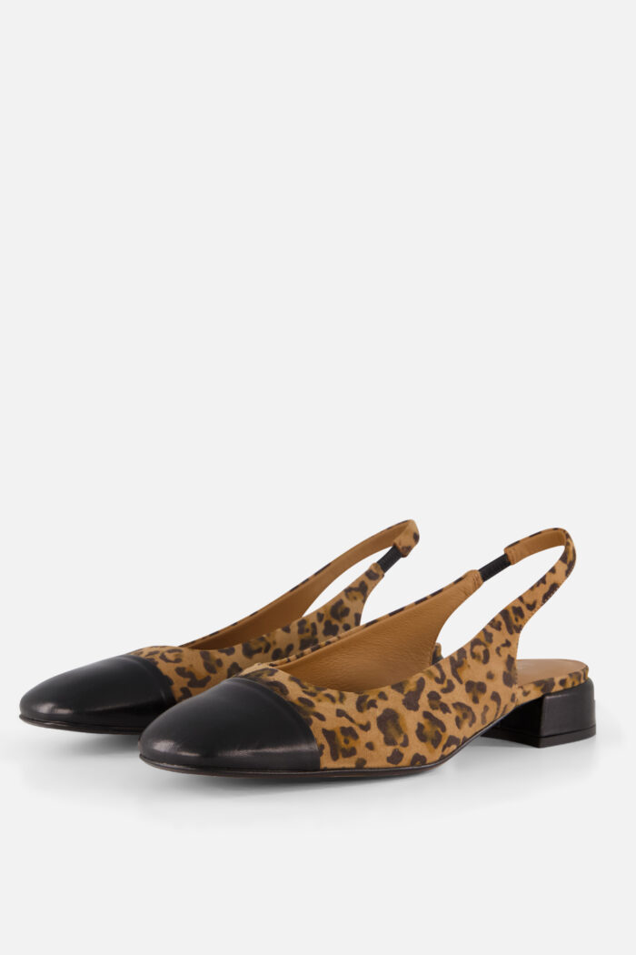 Linea Zeta Linea Zeta Leopard Slingbacks zwart Leer
