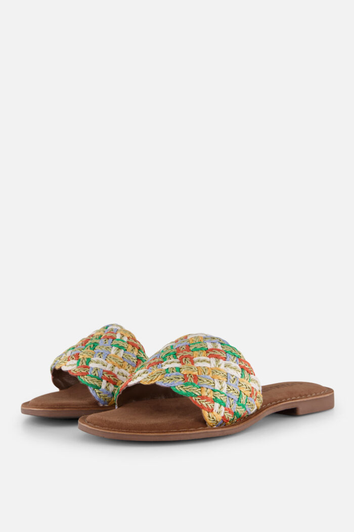 Lazamani Raffia Slippers wit Synthetisch – Combinatie