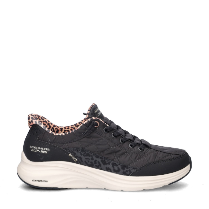 Skechers Hands Free Slip-ins: Contour Foam Cozy Fit Leopard Dream lage sneakers – Zwart