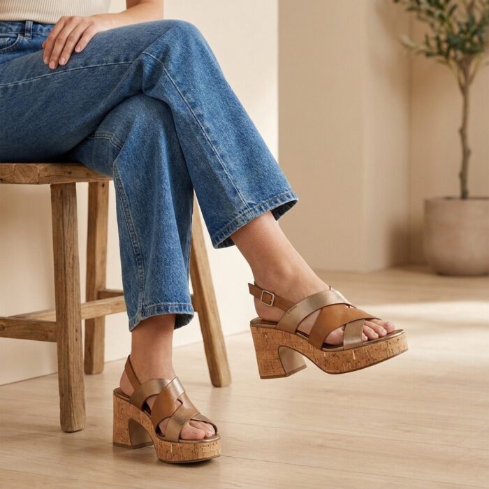 Tamaris Sandalen met hak cognac Synthetisch