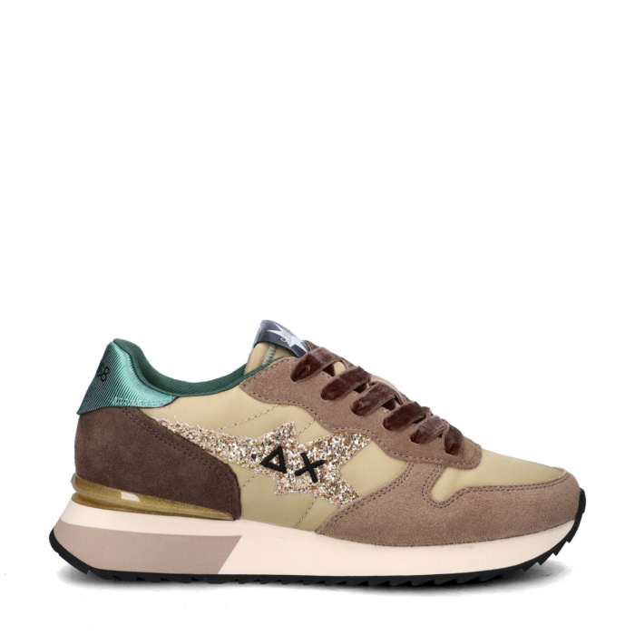 Sun 68 Stargirl Glitter lage sneakers – Beige