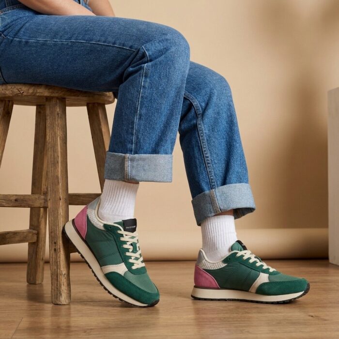 Woden Ronja Reflective Sneakers groen Leer