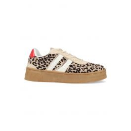 POSH by Poelman Lilly sneakers met panterprint ecru/zwart/rood