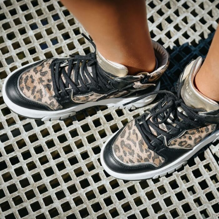 Giga Leopard Sneakers zwart Leer