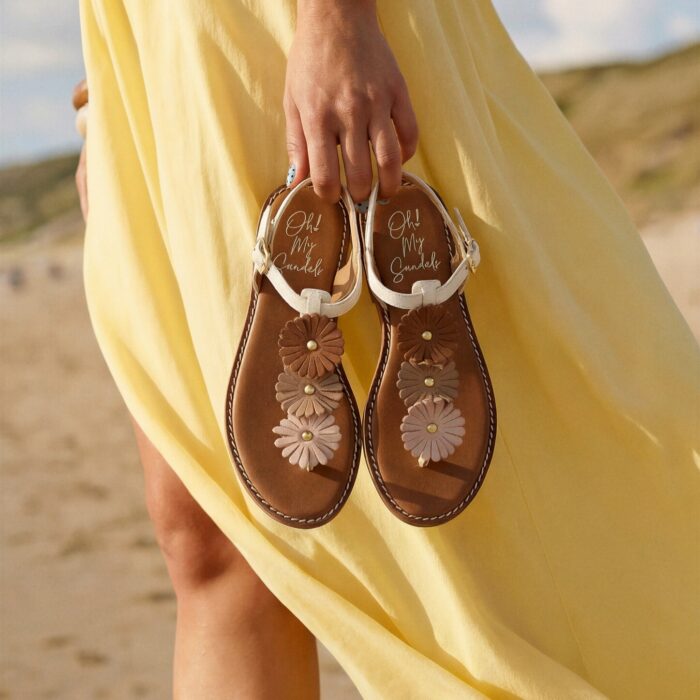 Oh My Sandals Oh My Sandals Sandalen Bloemen beige Leer