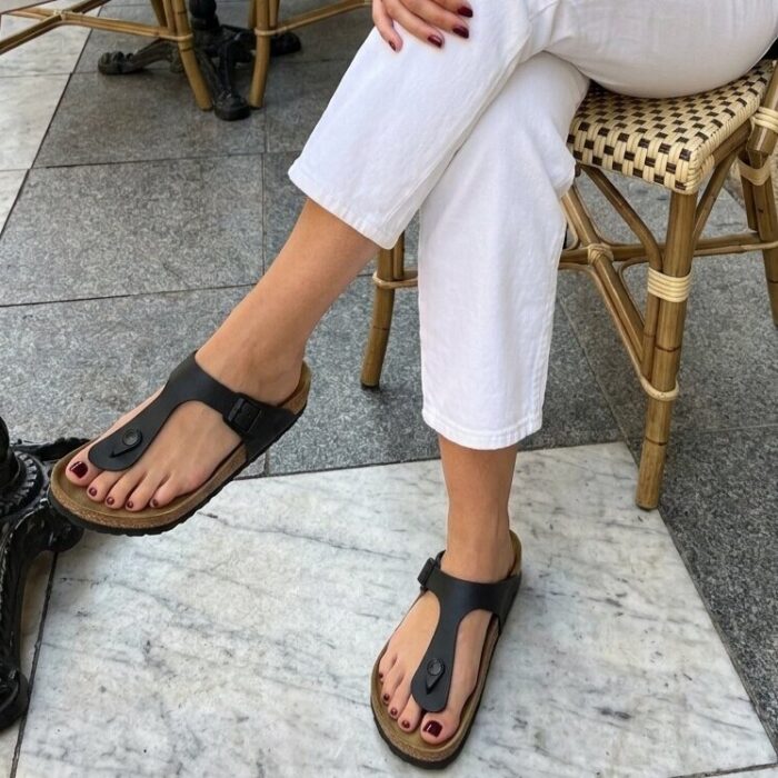 Birkenstock Gizeh zwart Birko-Flor