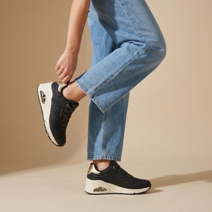 Skechers Uno Wedge Safari Daze Sneakers zwart