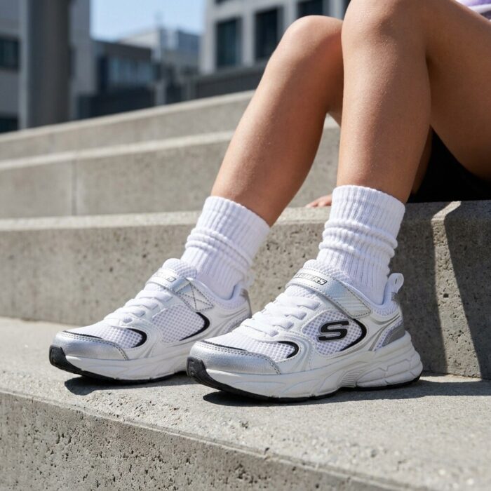 Skechers Retro Graph Sneakers wit Textiel