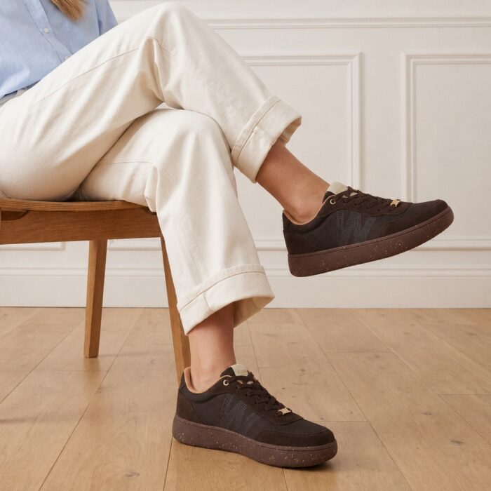 Woden Line Sneak Sneakers bruin Leer