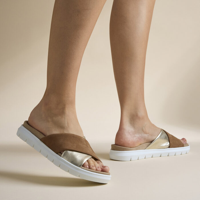 Feyn Slippers cognac Leer