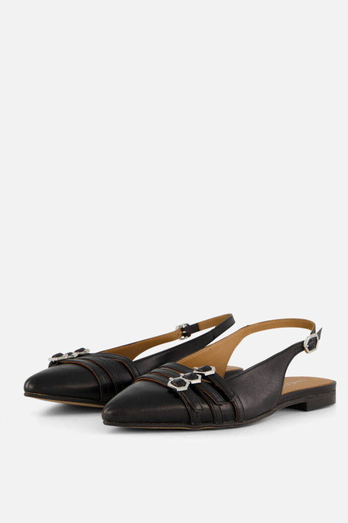 Linea Zeta Linea Zeta Slingback Instappers zwart Leer