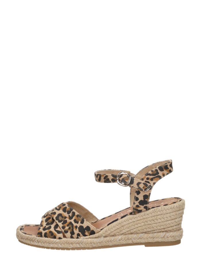 tamaris Leopard Espadrilles met hak bruin Textiel