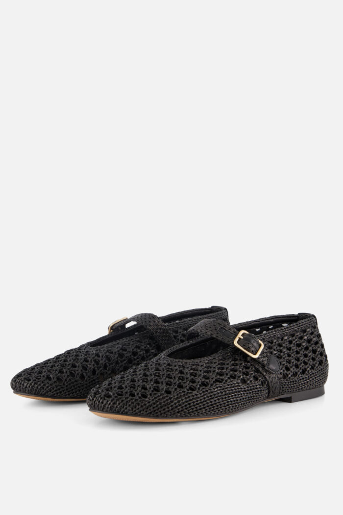 Cellini Ballerina’s zwart Raffia